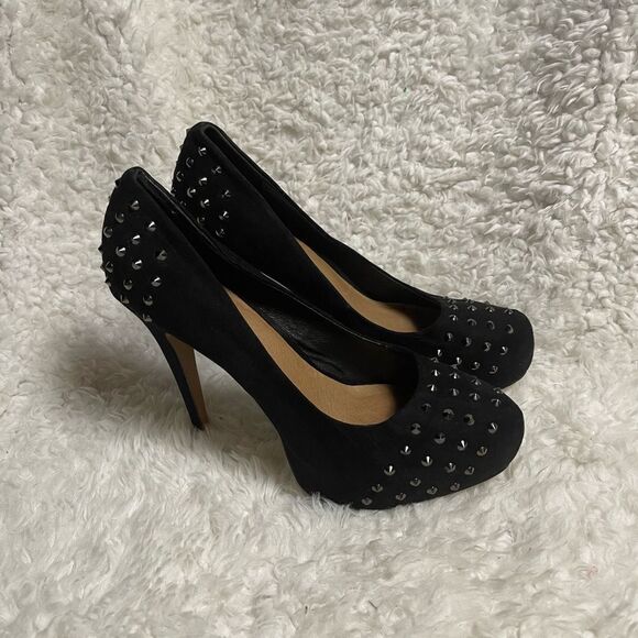 ALDO Michelino Synthetic suede Black studded  Platform  Heels EU R SZ41 US10.5 - Picture 4 of 10